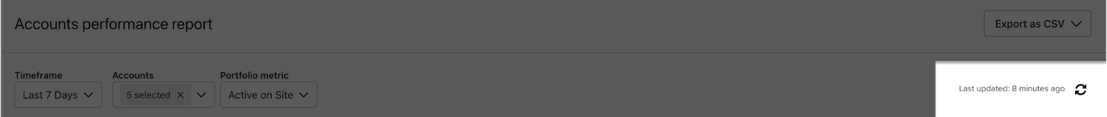 Fliken Hem, med knappen Aktualisera och tidsstämpeln markerade