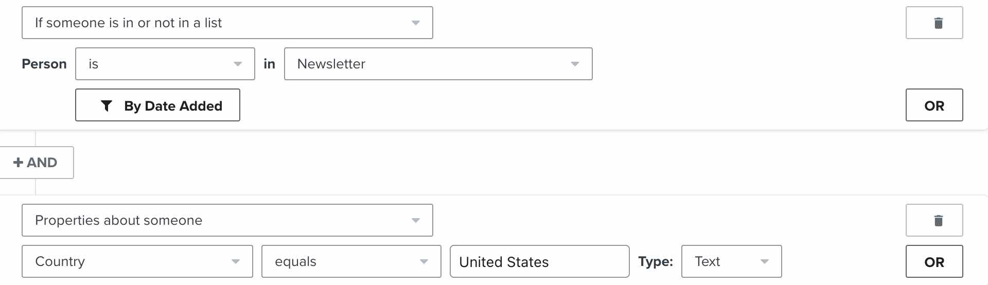 Om någon finns i en lista segment