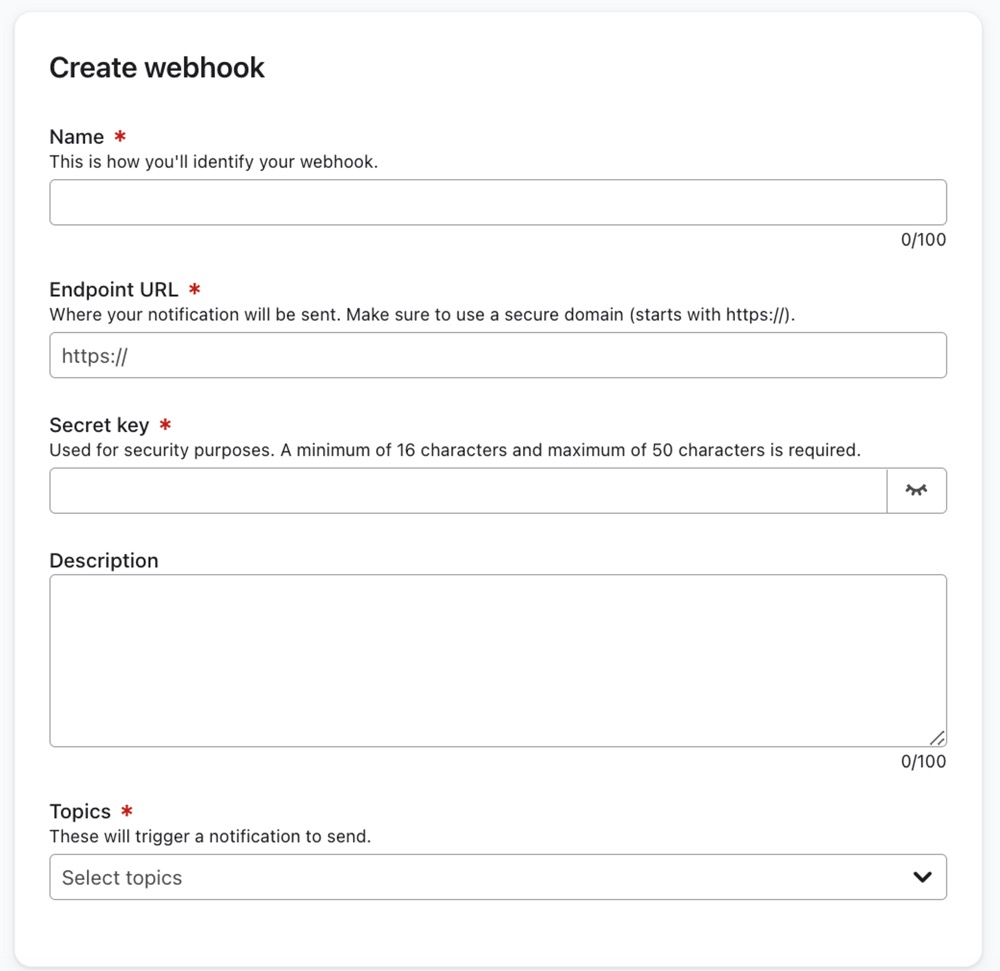 Crear modal de webhook