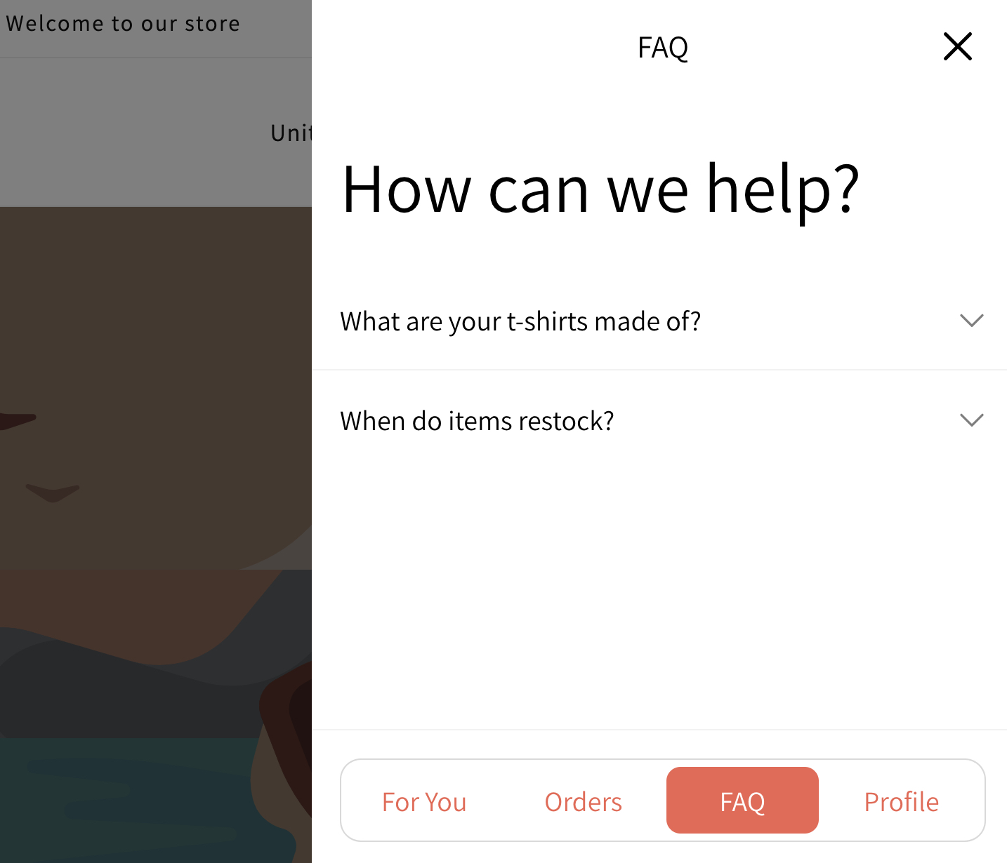 Una FAQ abierta en la pestaña FAQ de la interfaz de Klaviyo Customer Hub. 
