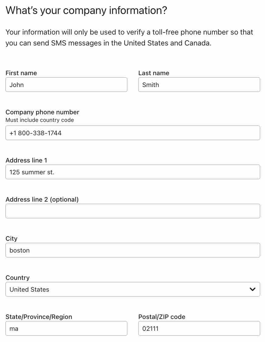 Información necesaria de la empresa, como dirección y número de teléfono