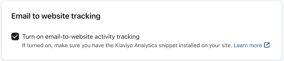 Casilla marcada para el seguimiento del correo electrónico al sitio web activado