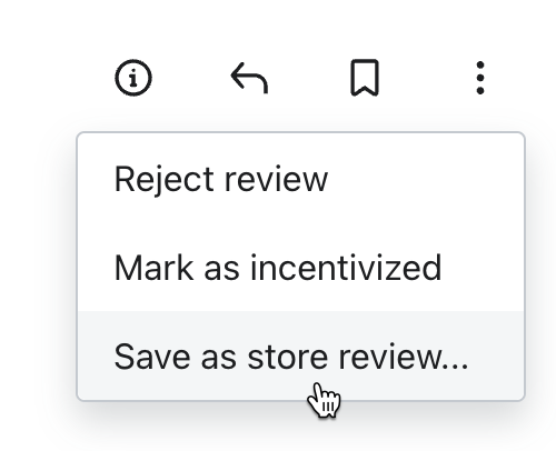 La opción de revisión Guardar como tienda, comercio