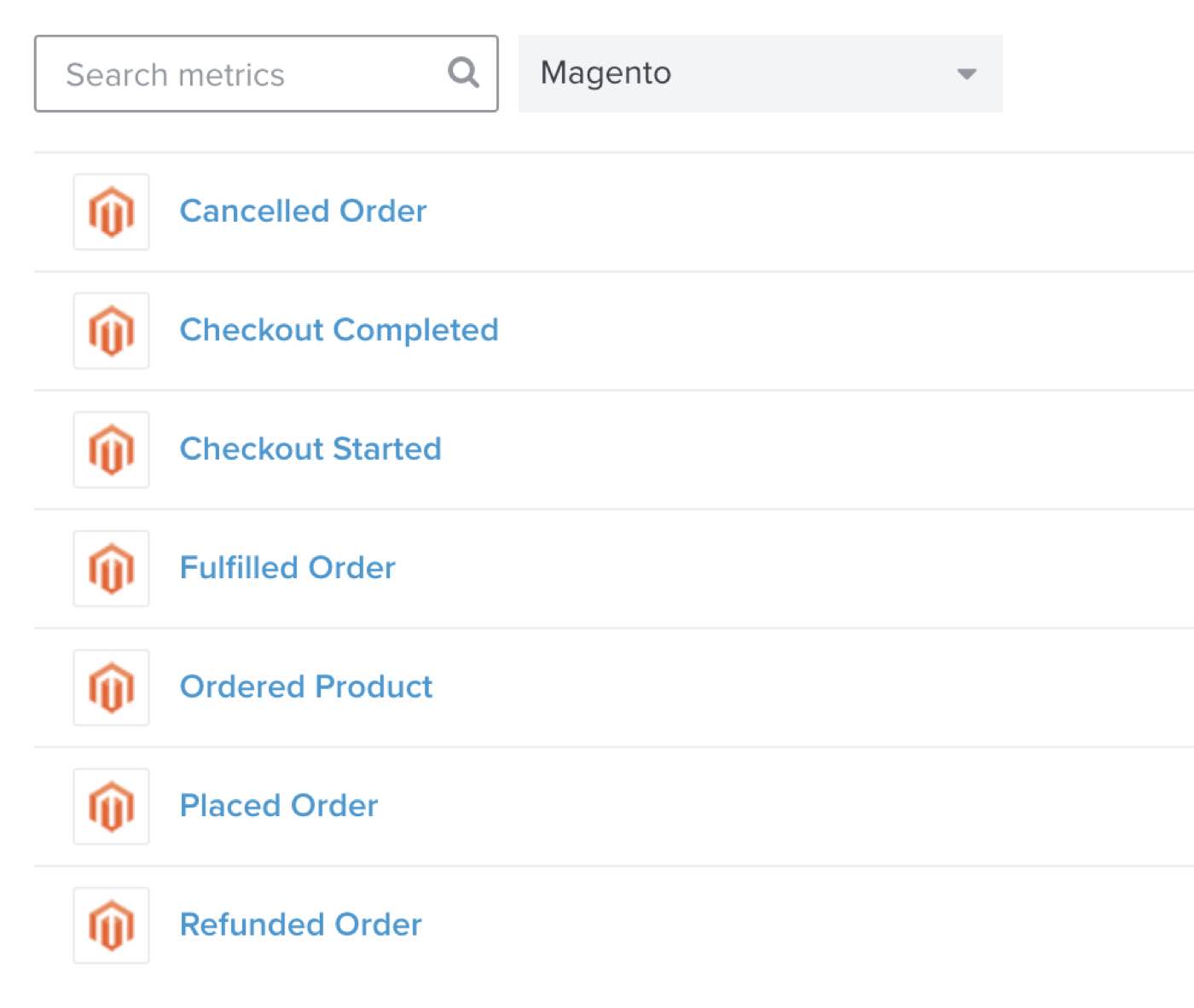 La Magento 1 métrica disponible en Klaviyo