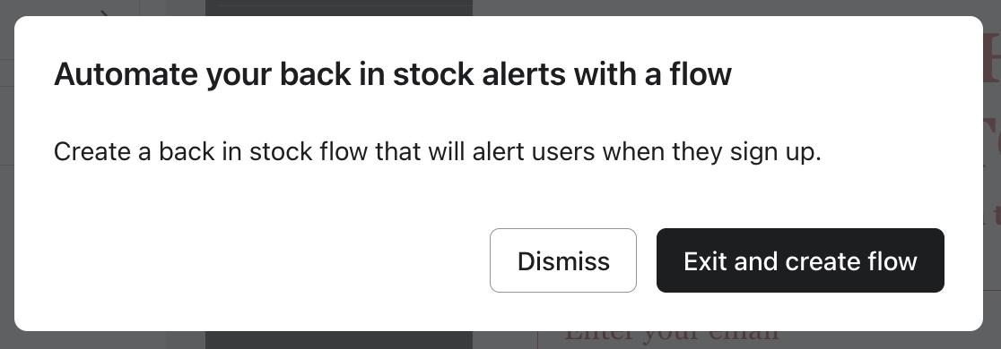 Modal com a mensagem 