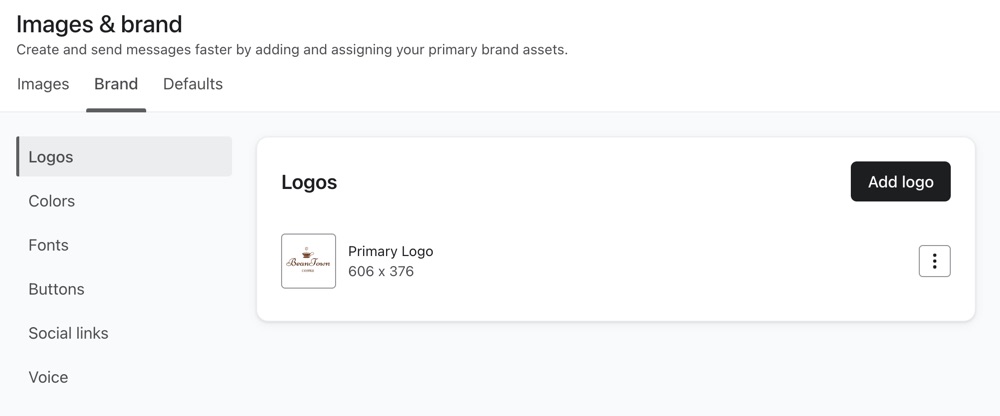 Editor for the default email template branding.