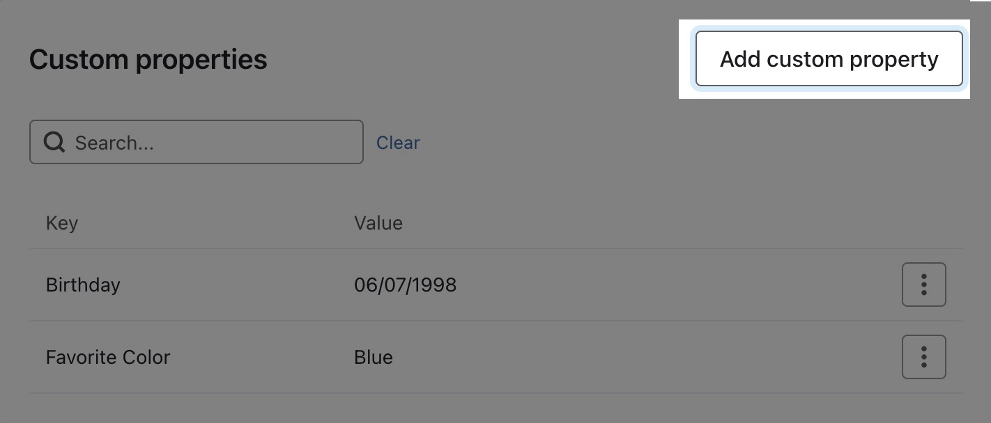 Botón Añadir propiedad personalizada