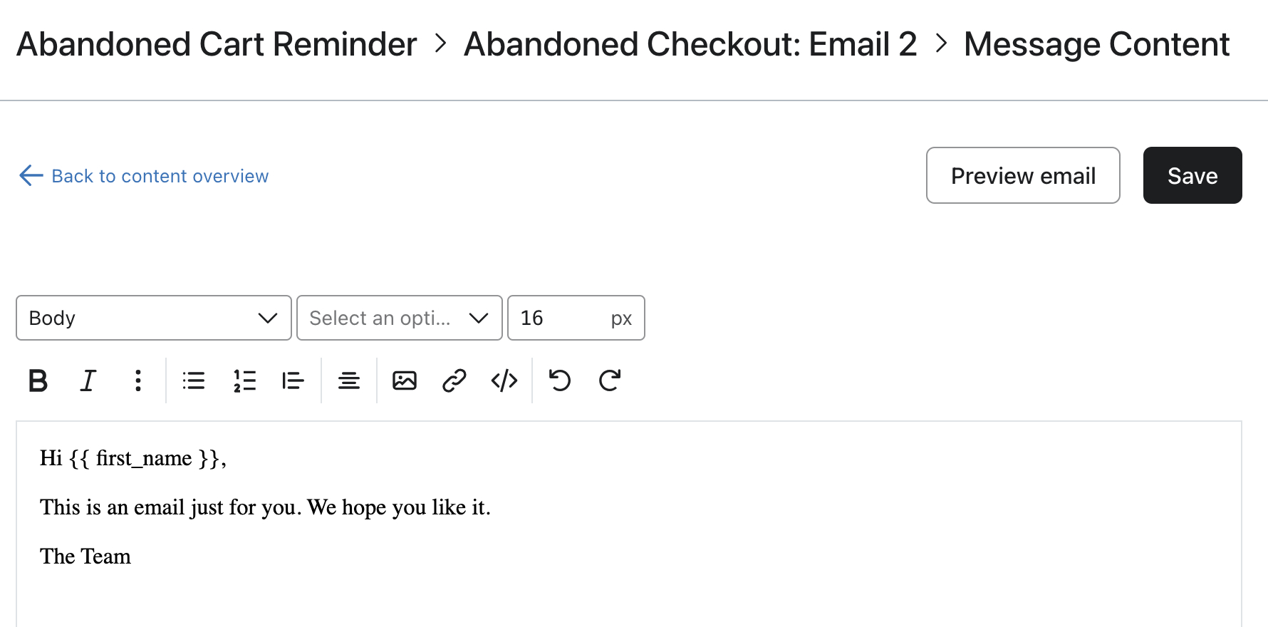 Exemple d’e-mail textuel uniquement.