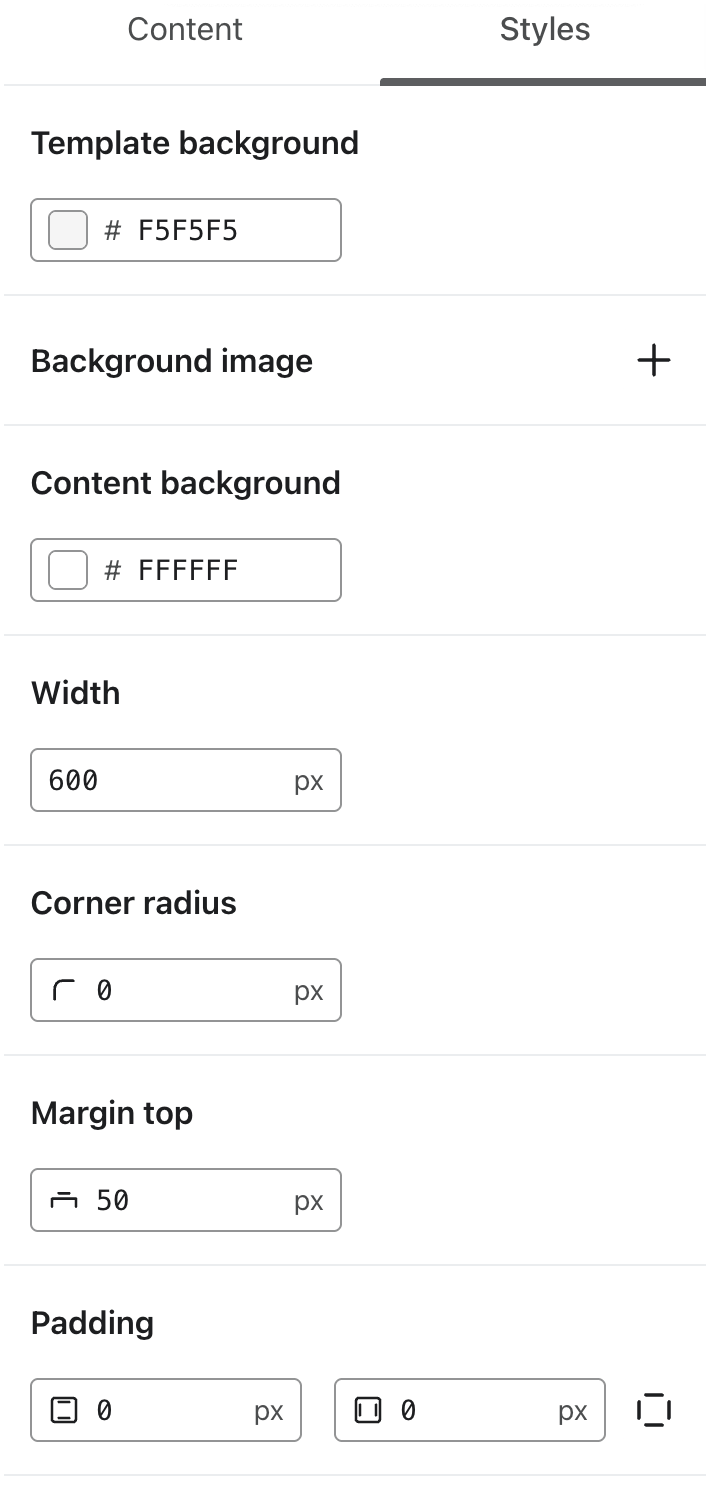 Configuración del estilo de correo electrónico