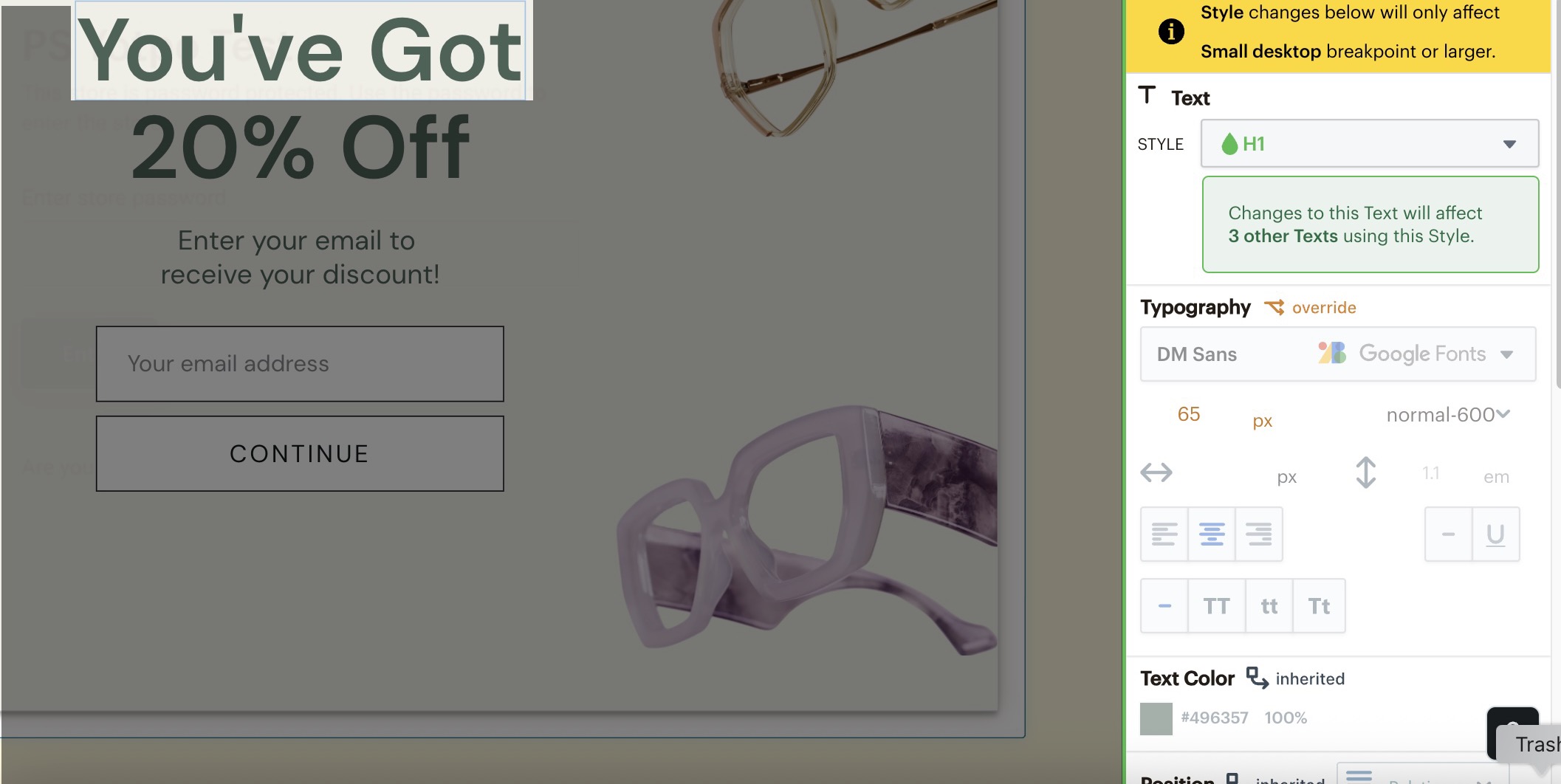 Paramètres du texte