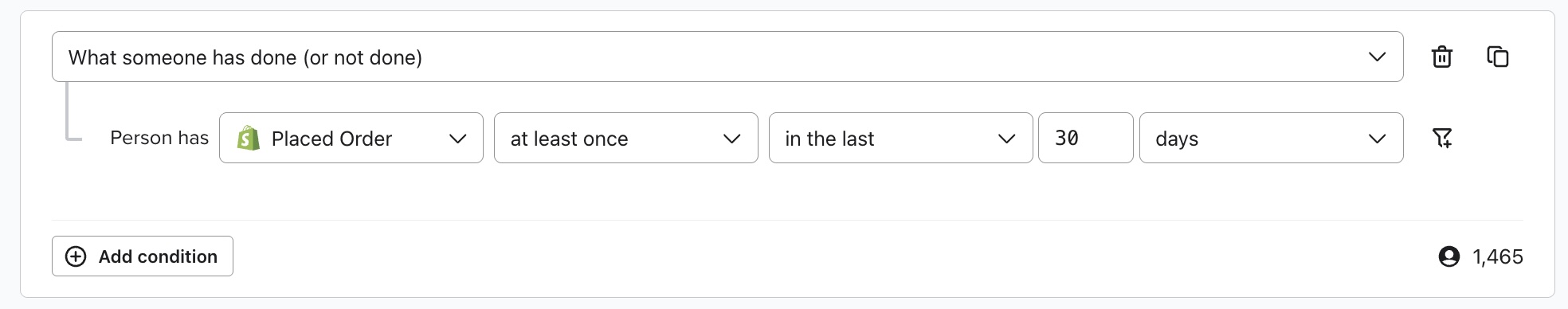 segmento de perfil que han comprado en los últimos 30 días