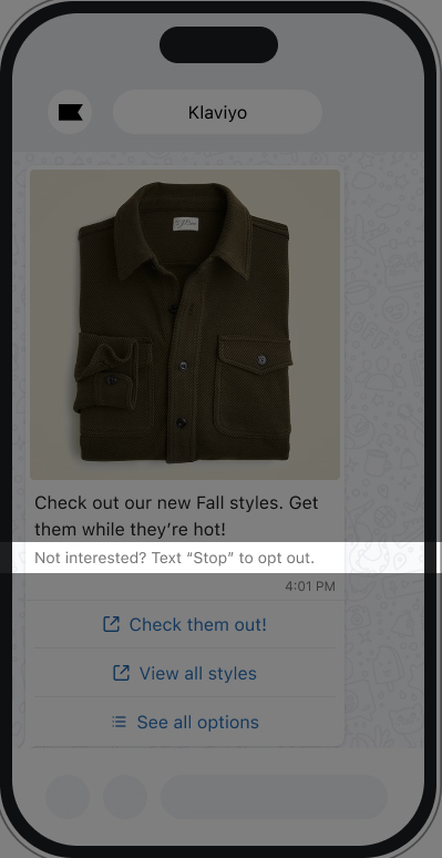 WhatsApp 메시지의 바닥글