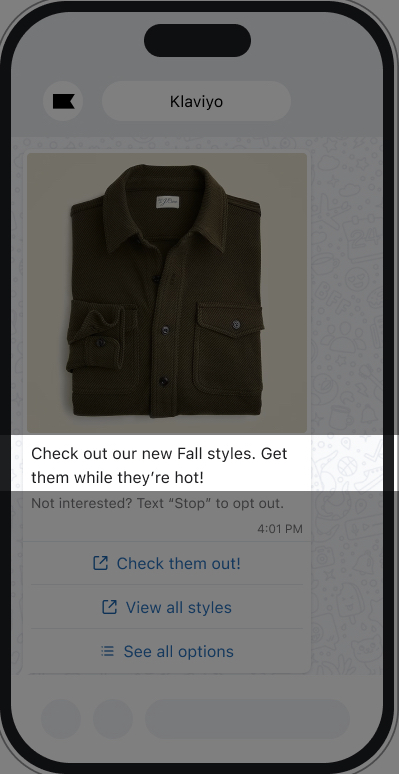 Mensaje de WhatsApp en el que se resalta el cuerpo