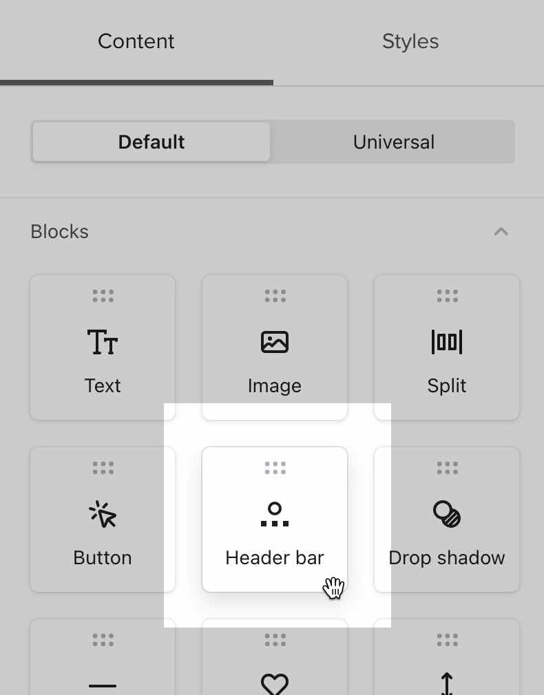 Il blocco di intestazione