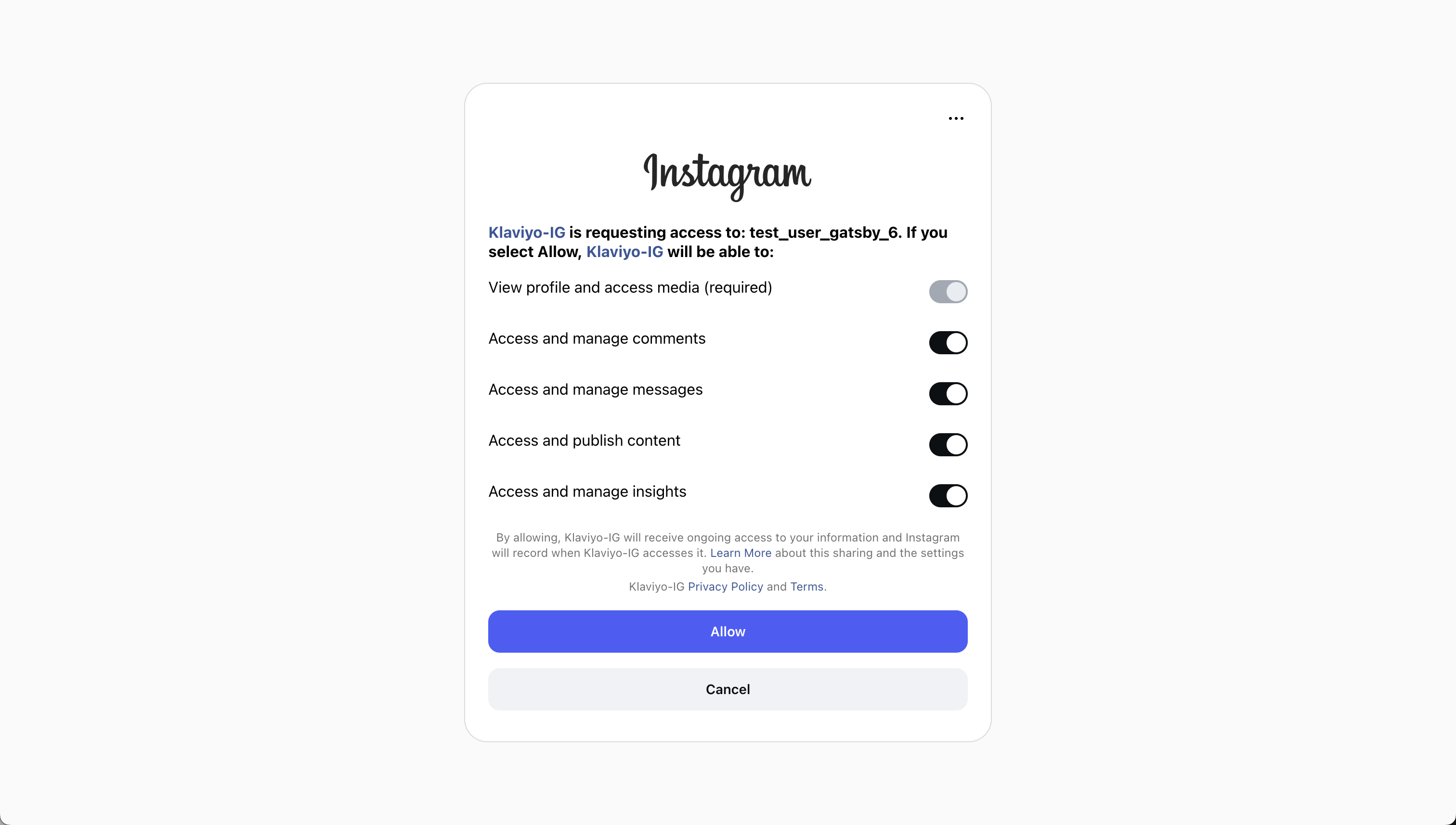 AutoriserInstagramKlaviyo