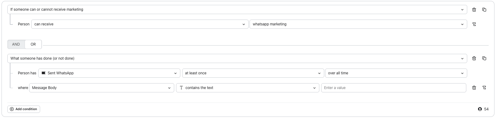 Segmento do WhatsApp enviado