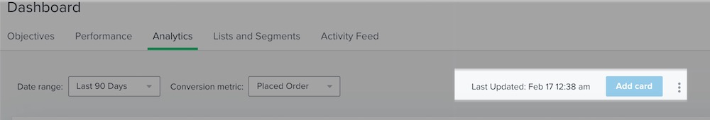 The timestamp Of last Updated Feburary 28th next to Add Card button